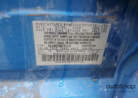 2021 Nissan Sentra Sv from USA, damaged, VIN 3N1AB8CV8MY307418